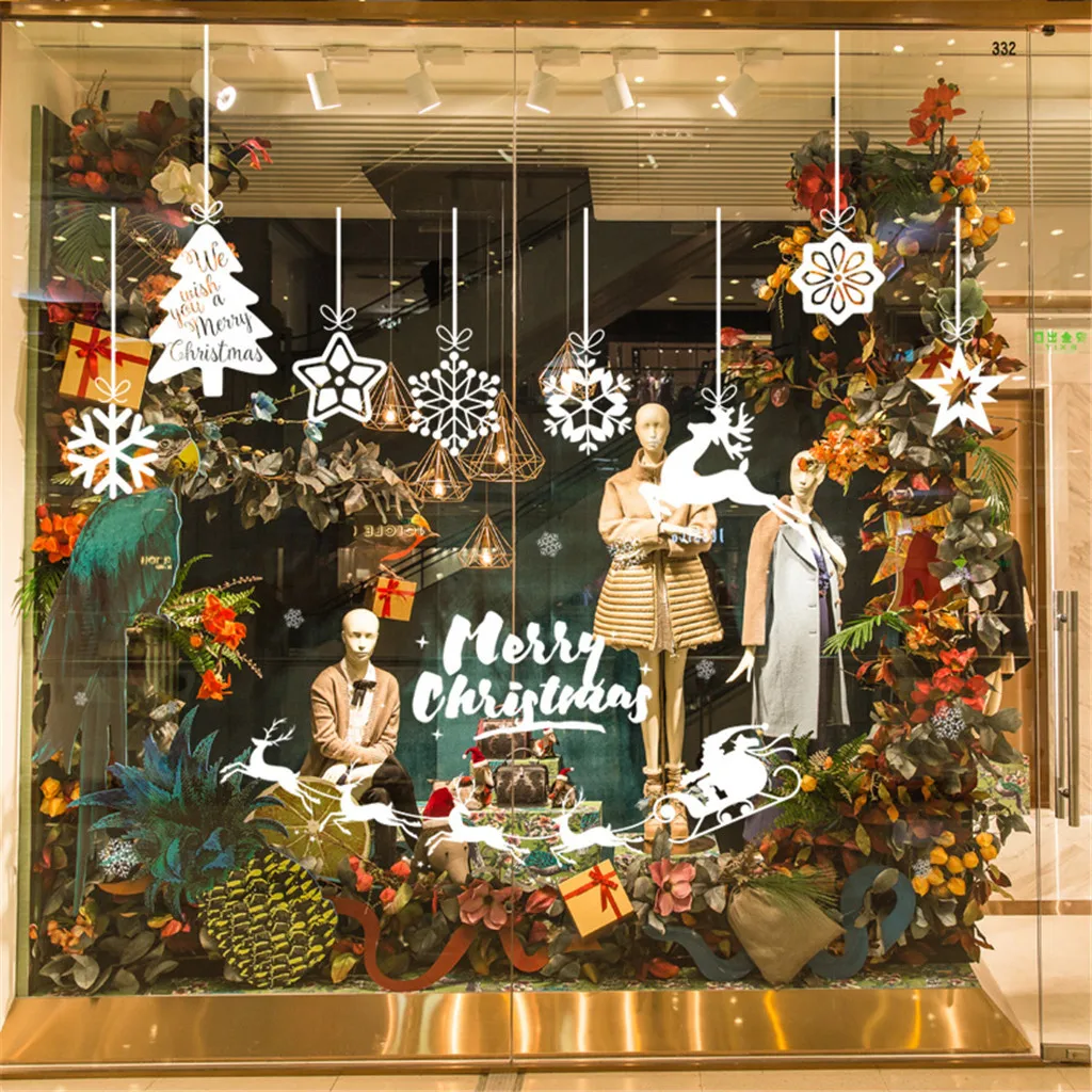 Рождественская Настенная Наклейка с надписью "Merry Christmas" домашний декор