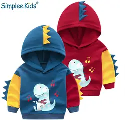 Simplee Дети Мода корейский стиль Одежда для маленьких мальчиков и девочек спортивная верхняя одежда с капюшоном с рисунком динозавра