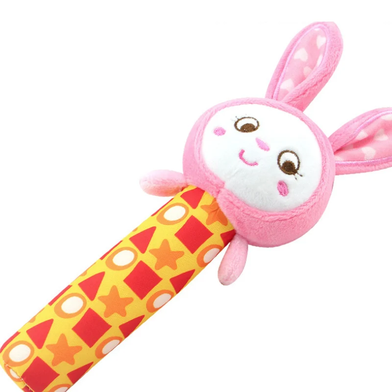 Baby Infant Newborns Plush Rattle Toy Hand Grasp Teethers Cute Animal Stuffed Handbell Ring Early Education Boys Girls Gift - Цвет: rabbit