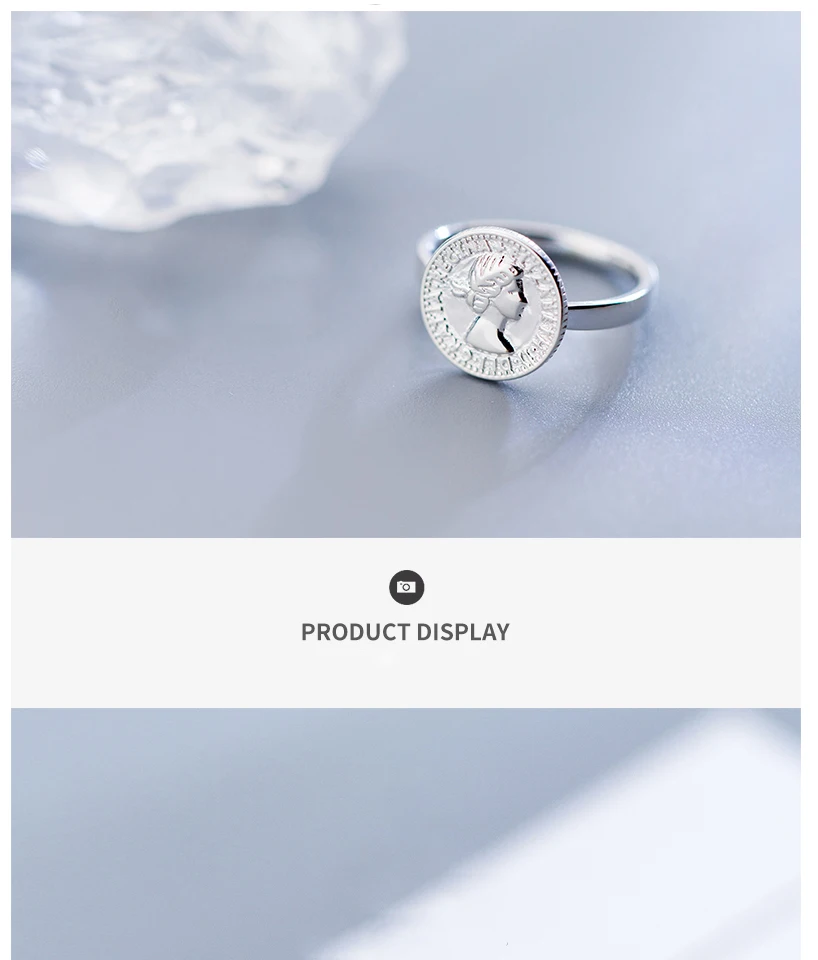 New 925 Sterling Silver Figure Coin Rings Silver Fashion Personality Dollar Avatar Round Open Rings For Women Charms Jewellery (1)