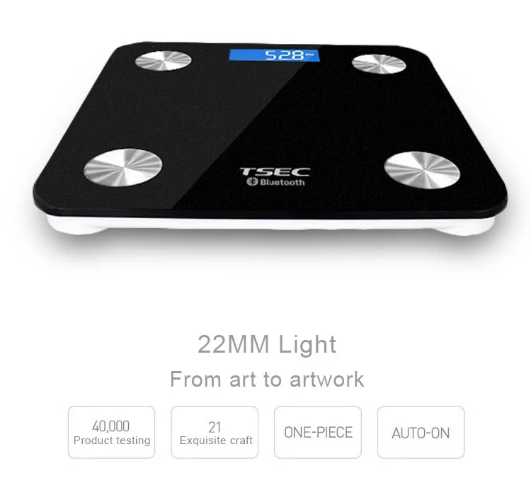 TS-8028 Bluetooth 4.0 LCD Battery Smart App Body Fat Scales Weight Data Analysis Weight Tools