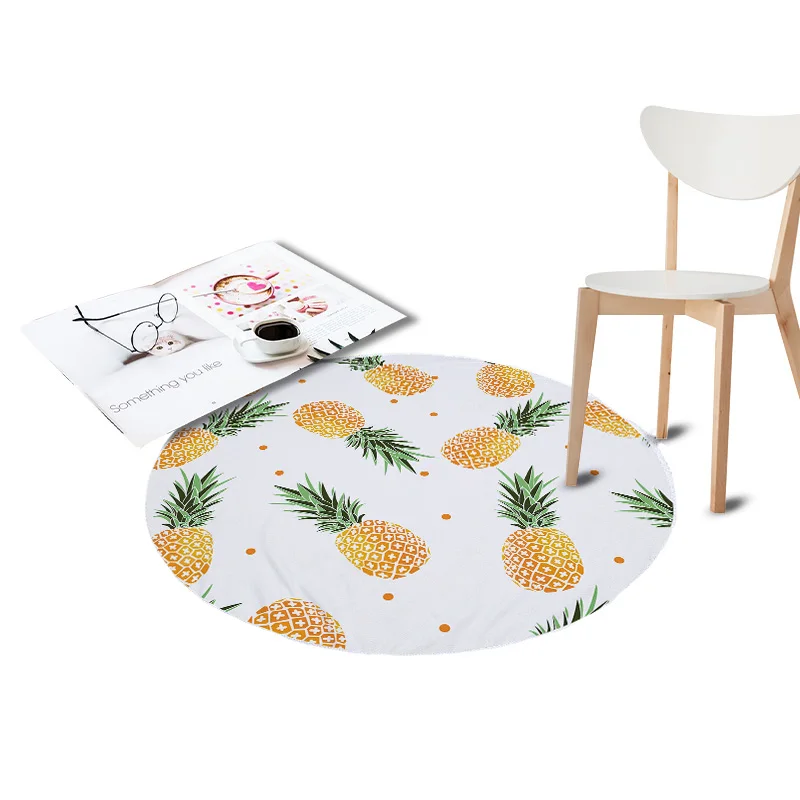 Pineapple Printed Coral Velvet Chair Floor Mats Round Carpets for Living Room Kids Bedroom Play Area Outdoor Rugs Home Textile Pineapple Printed Coral Velvet Chair Floor Mats Round Carpets for Living Room Kids Bedroom Play Area Outdoor Rugs Home Textile