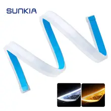 45cm  White+Yellow Flexible Headlight With Turn Signal 9W Daytime Lamp Switchback Strip Angel Eye DRL Decorative Light