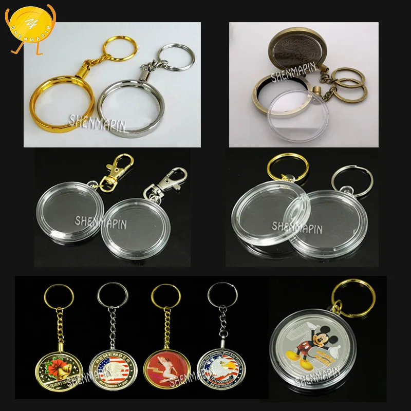 

40MM Commemorative Coin Acrylic Protection Box Coin Accessories Key Ring Coin Decoration Gift 7 Different Styles