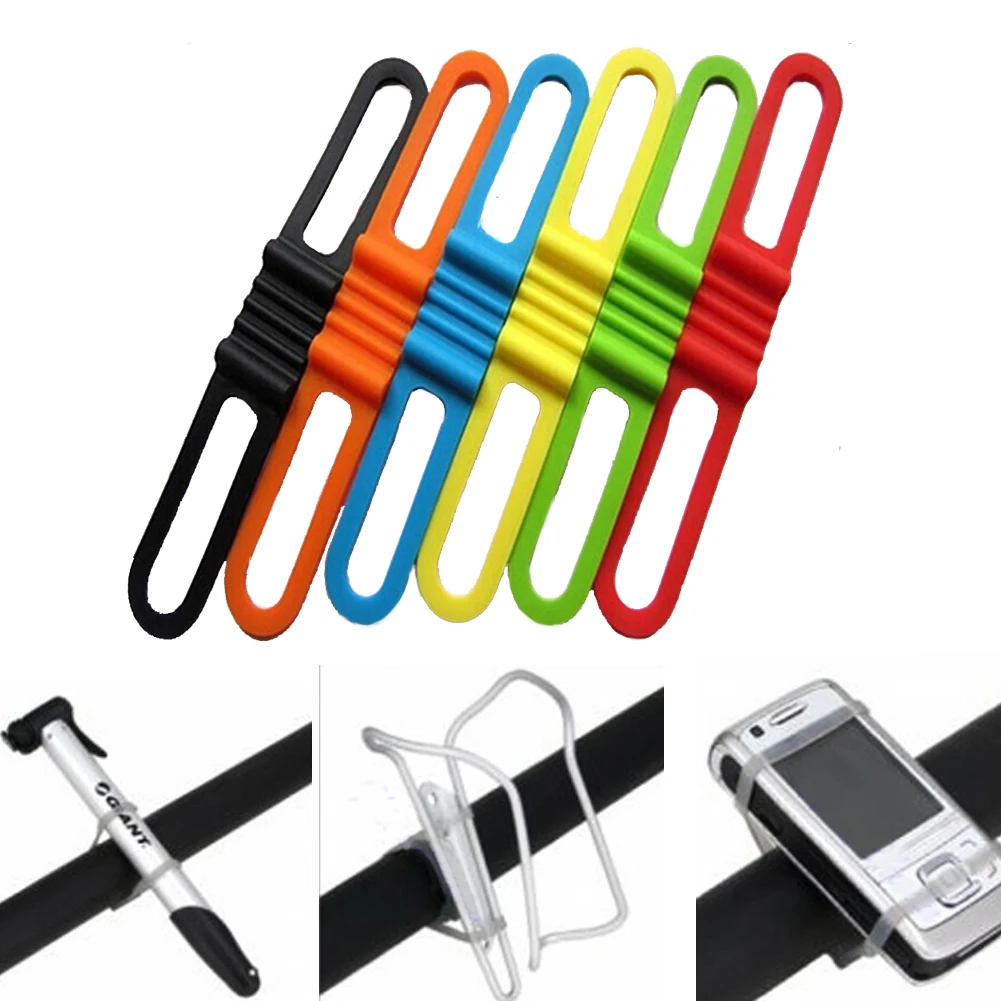 Perfect Bicycle Handlebar Silicone Strap Bike Front Light Holder Phone Fixing Elastic Tie Rope Cycle Bicicleta Torch Flashlight Bandages 3