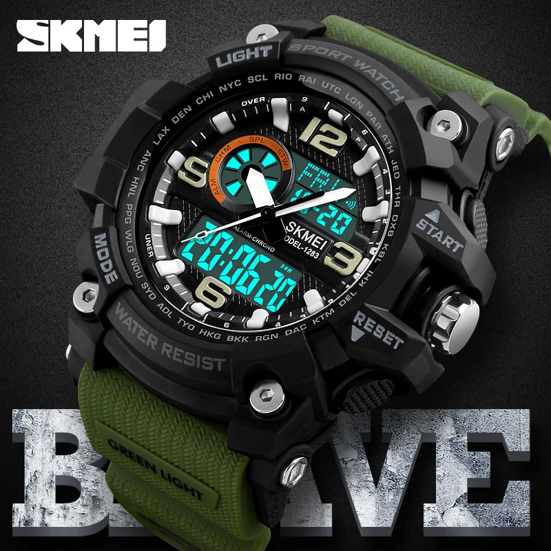 SKMEI Fashion Sports Multifunction Outdoor Men's Watches Dual Display Digital Quartz Chronograph Wristwatches Relogio Masculino