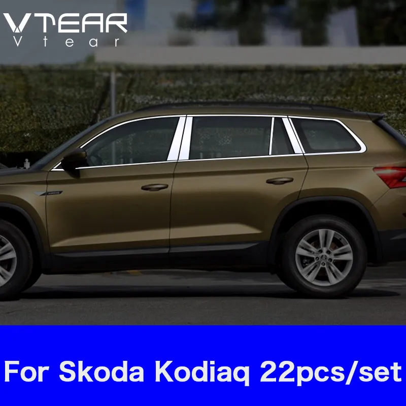 Vtear для Skoda Kodiaq шкода кодиак аксессуары стильное украшение для автомобильных окон, накладка из нержавеющей стали, Внешняя рамка, внешний стиль автомобиля автомобильный-стайлинг