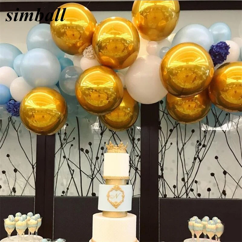 

4D 22inch Rose Gold Round Metallic Balloon Wedding Balloons Happy Birthday Balloons Latex Metal Balloons Air Balon Helium Baloon