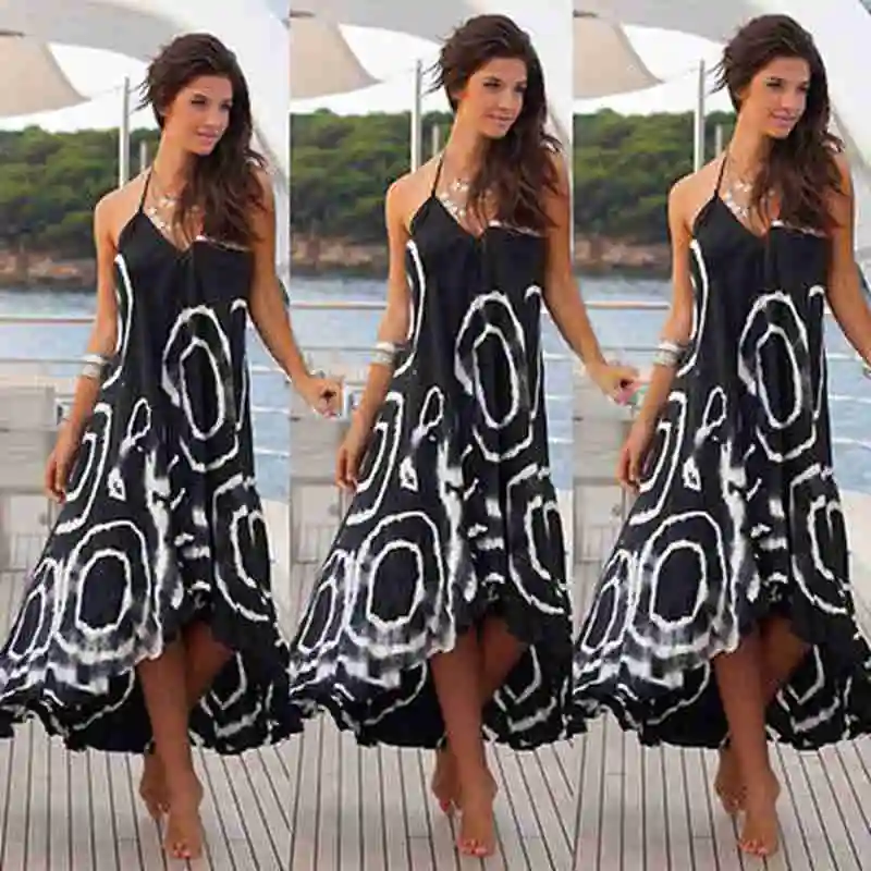 

Fashion Women Summer Boho Chiffon Sleeveless Party Evening Beach Dresses Casual Long Maxi Dress Sundress