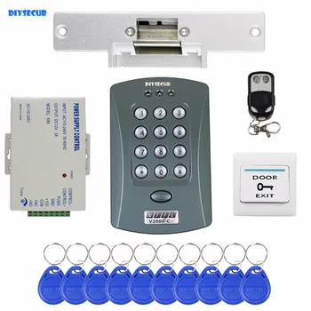 

DIYSECUR Remote Control ID Card Reader Password Keypad Access Control System Security Kit + Strike Lock V2000-C
