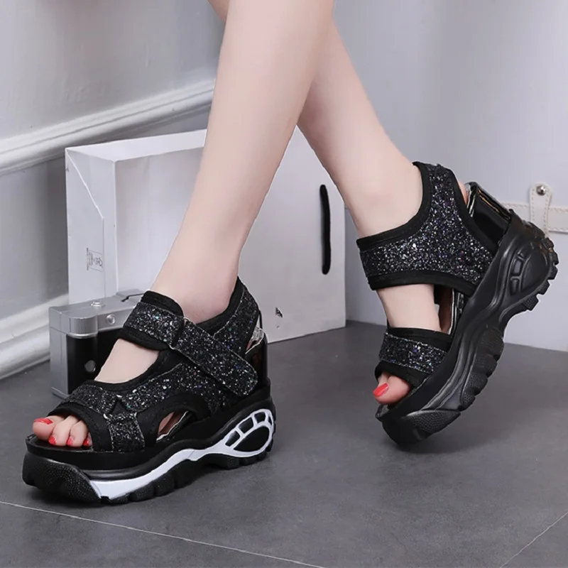 Woman Sandals 2019 Summer Women Concise Platform Sequins Casual Shoes Woman Fashion Thick Bottom Wedges Sandals
