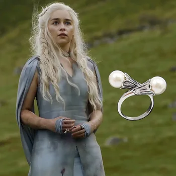 

Game of Thrones Season Ring Beauty and the Beast Argaryen Dynasty With the money Ring Flowers Pearl Opening Props