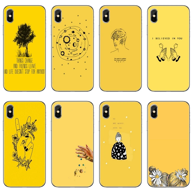 

Pretty Yellow Aesthetic Art For Samsung Galaxy J4 J5 J6 J7 J8 A5 A7 A8 A9s Plus Prime star 2016 2017 2018 Soft phone cover case