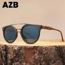 AZB деревянные солнцезащитные очки, поляризационные линзы, UV400, Мужские Винтажные Солнцезащитные очки, деревянные солнцезащитные очки для женщин, oculos de sol masculino