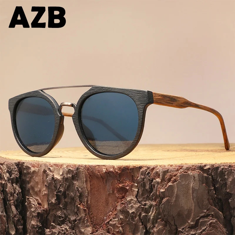 Солнцезащитные очки AZB с деревянными дужками UV400 для мужчин и женщин
