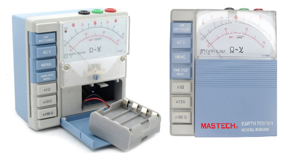 

Pointer Ground Resistance Tester Analog Earth Resistance Tester Meter 10ohm to 1000ohms Low Power MASTECH MS5209