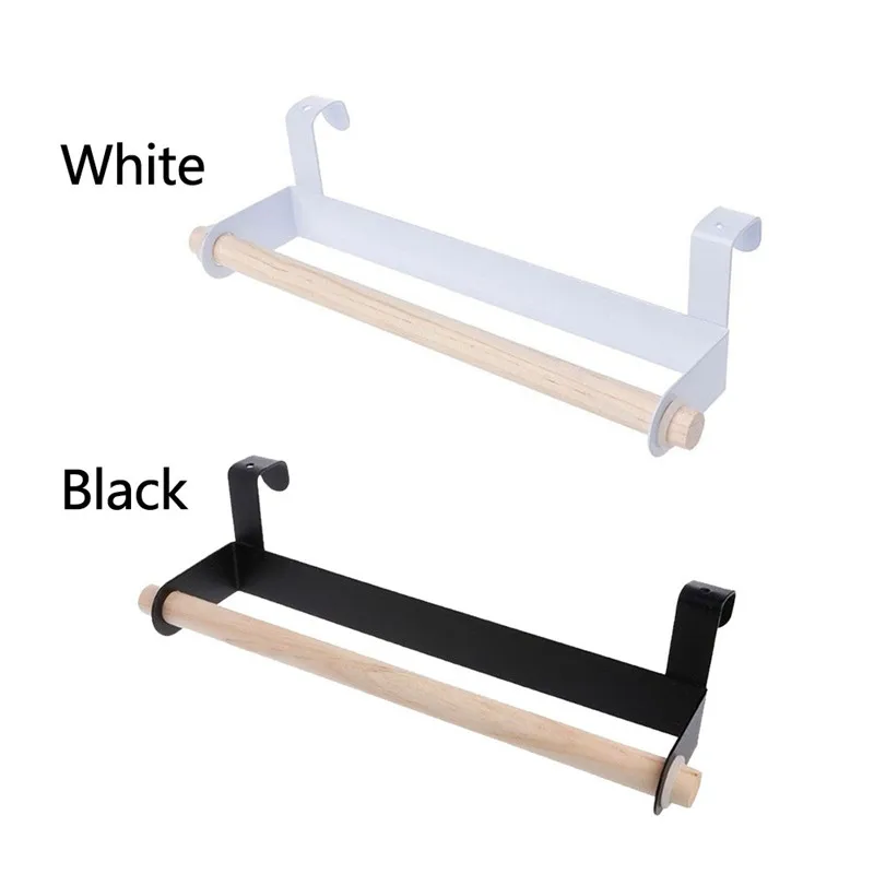 Nature Wood Strong Bearing Towel Rack Tissue Roll Paper Holder for Home Kitchen Cabinet