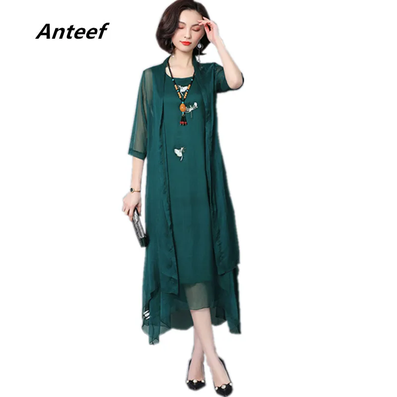 

chiffon vintage embroidery plus size 2 two piece set women casual loose long summer dress elegant clothes 2019 dresses sundress