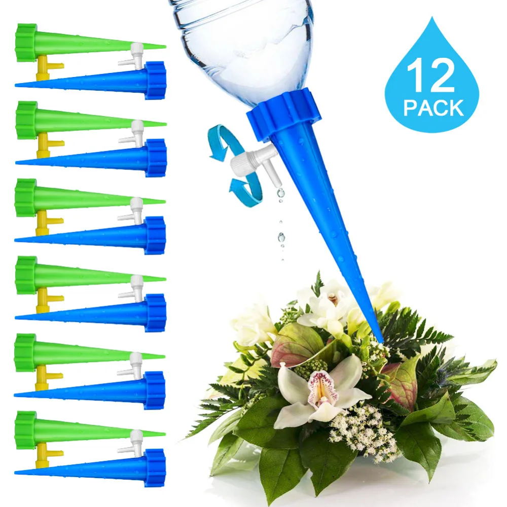 

12pcs/set Useful Self Watering Adjustable Stakes System Vacation Plant Waterer Self Automatic Watering Spikes Irrigation System