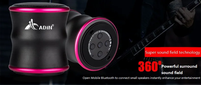 ADIN Hifi Bluetooth Vibration Speaker NFC Aluminum Speaker Call FM TF Speakers Outdoor Sport Subwoofer for Bluetooth Devices (7)