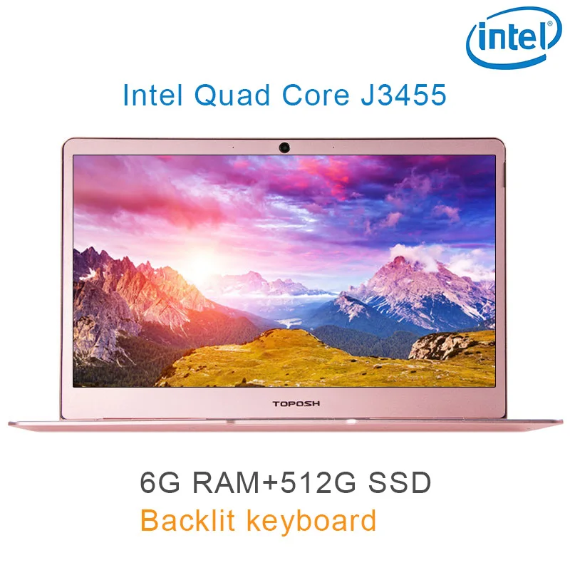 

P9-1 Rose gold 6G RAM 512G SSD Intel Celeron J3455 17" Gaming laptop notebook desktop computer with Backlit keyboard