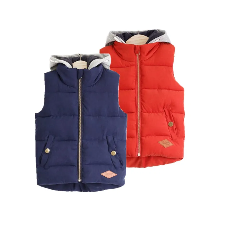 

Kids New Fashion Winter Autumn Spring Girls Boys Thick Warm Cotton Plain Lining Hooded Soft Children Vests