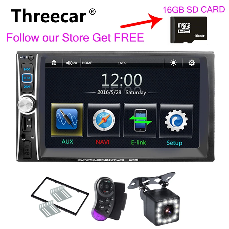 

Threecar 2 Din Car Radio Bluetooth 2din Car Multimedia Player 7" HD Touch Autoradio MP5 USB Camera Audio Stereo with FREE MAP