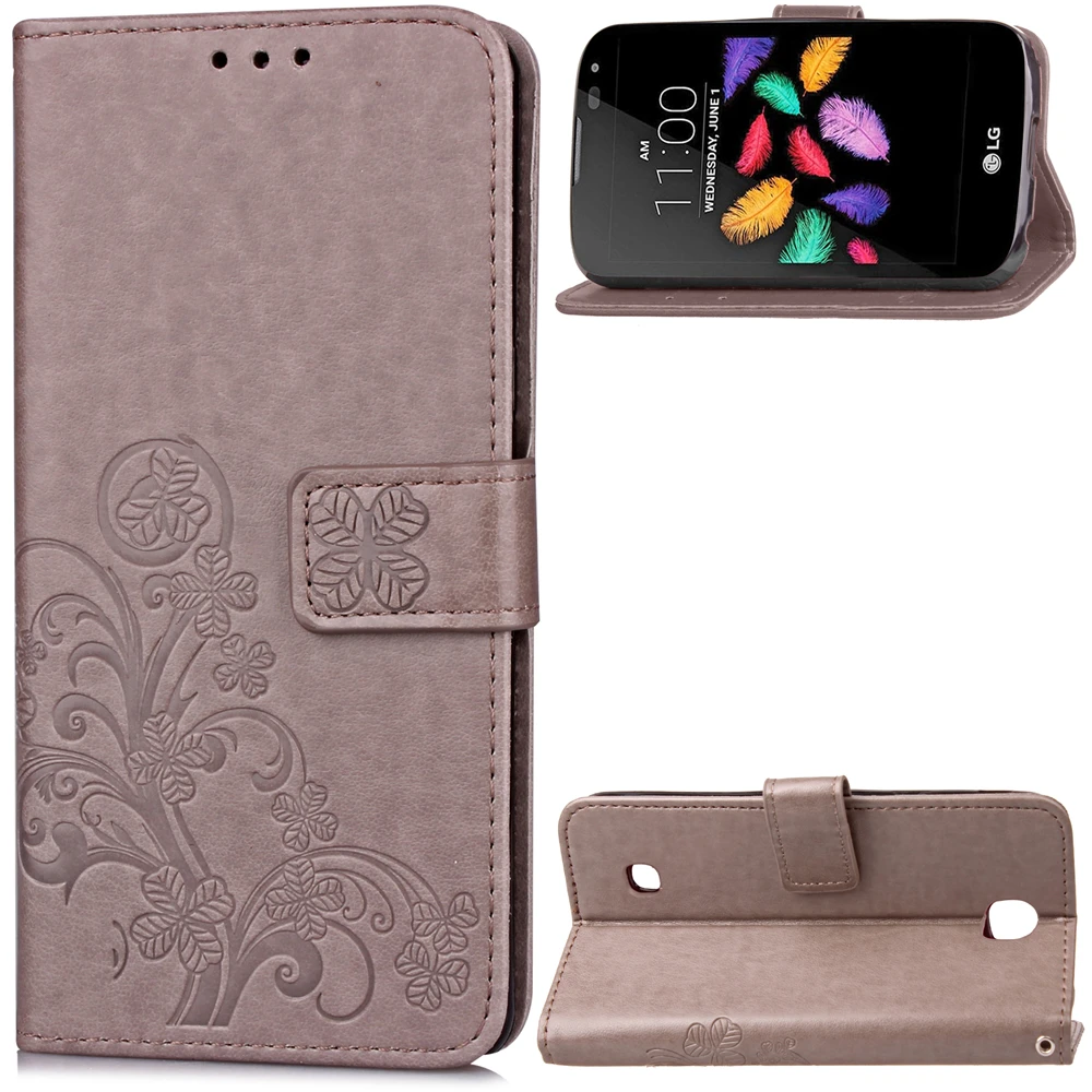

For LG K3 Lite Case Flip Luxury PU Leather Wallet Lucky Clover Pattern Cover for LG K3 Lite Smartphone Coque