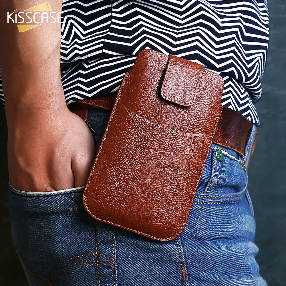 KISSCASE Universal Belt Clip Leather Phone Bag Case For iPhone 6 7 5 Case For Samsung Galaxy S8 Hang Waist Bag For Huawei Xiaomi cases-for-s8+
