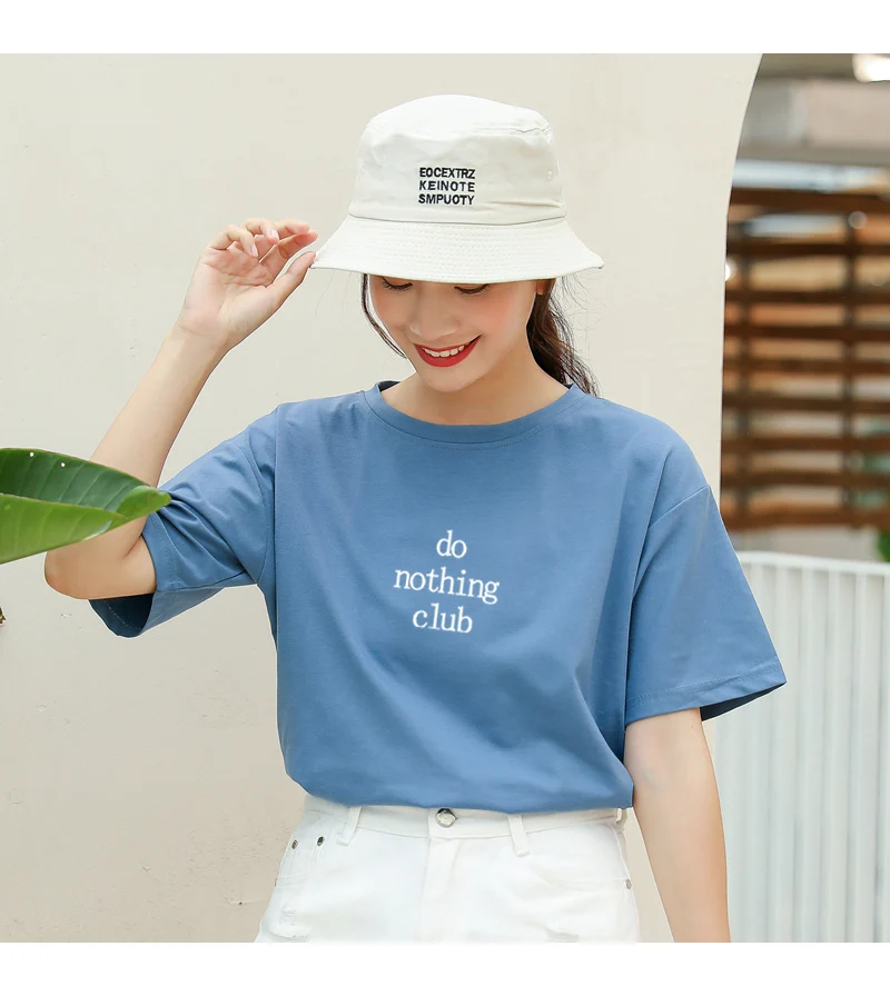 do nothing club Letters Print Tshirt Women Harajuku Short Sleeve Cotton Casual Funny T Shirt Streetwear Hipster Tumblr Tops Tees (14)