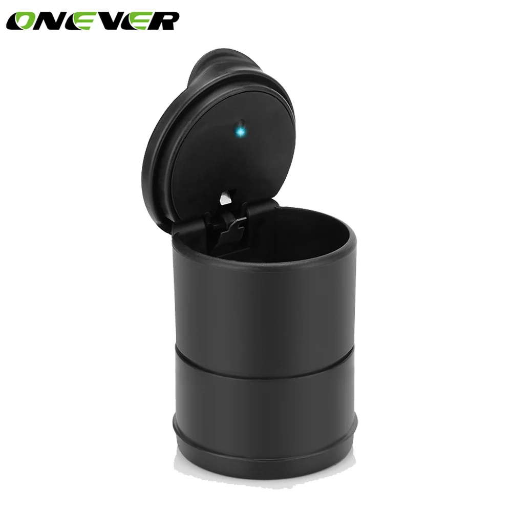 

Onever Portable Cigar Ashtray LED Cylinder Car Truck Auto Office Smokeless Cigarette Ashtrays With Lids carro cinzeiro For Car