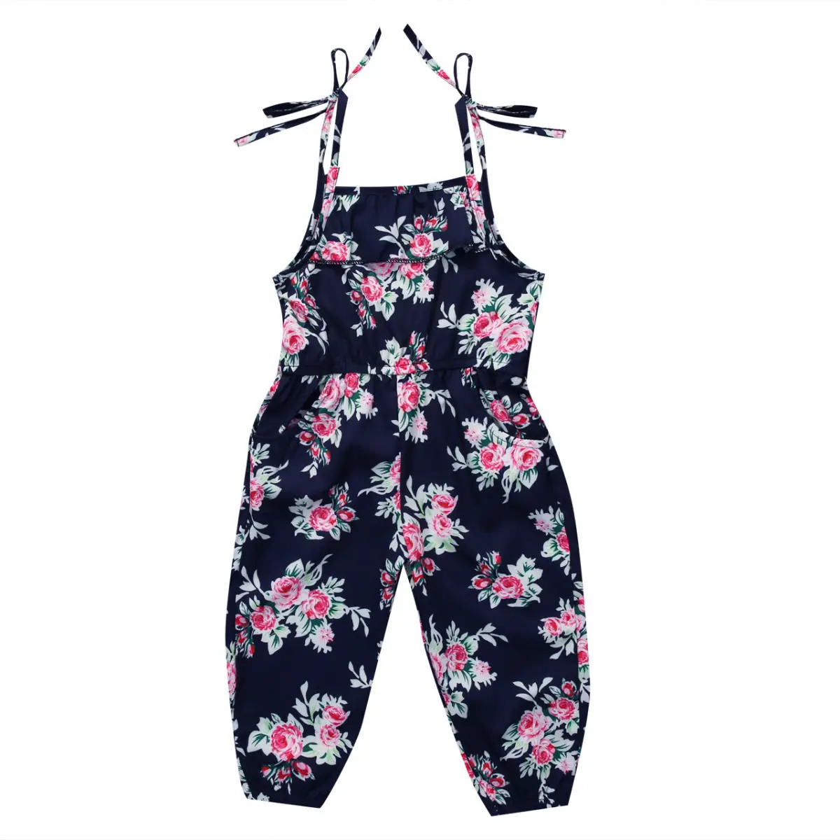 Cute Belt Child Jumpsuit Clothing Girl Summer Outfit Toddler Kids Baby Girls Clothes Sleeveless Romper Flower - Цвет: Многоцветный