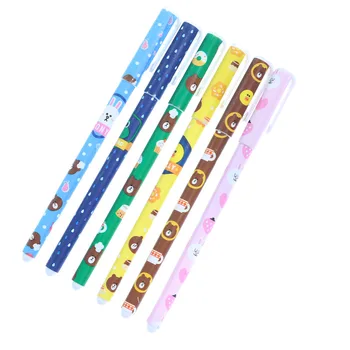 

6pcs/Set Of Creative Fresh And Lovely Wind Brown Bear And Kenny Rabbit Gel Pen 6 Different Colors Gel Pen Children'S Stationery