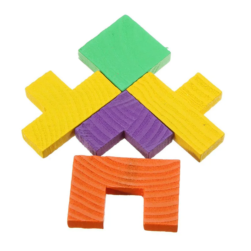 Детские деревянные пазлы игрушки красочные Tangram головоломки для мозга