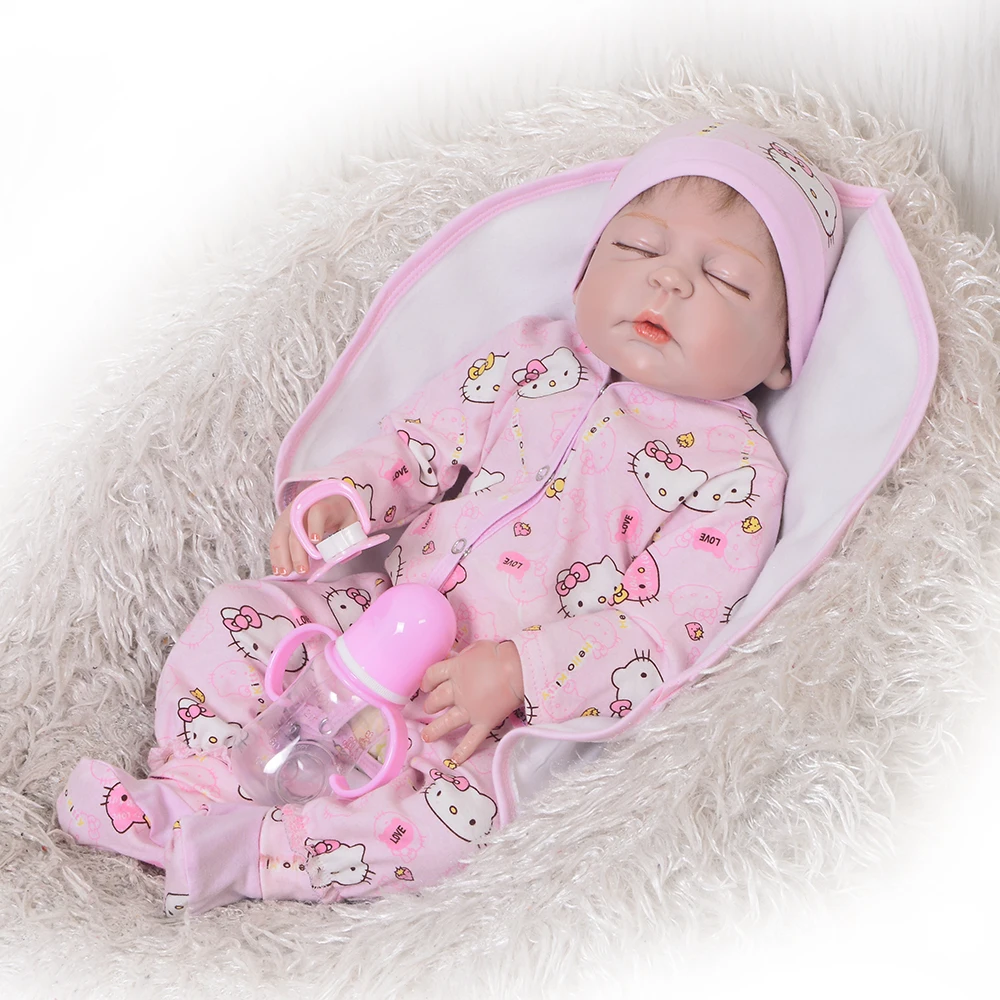 

Lifesiz 23' 57 cm Baby Reborn Boy Full Silicone Body Asleep Mohair Reborn Dolls Lovely Kids Playmates Baby Girl Birthday Gifts