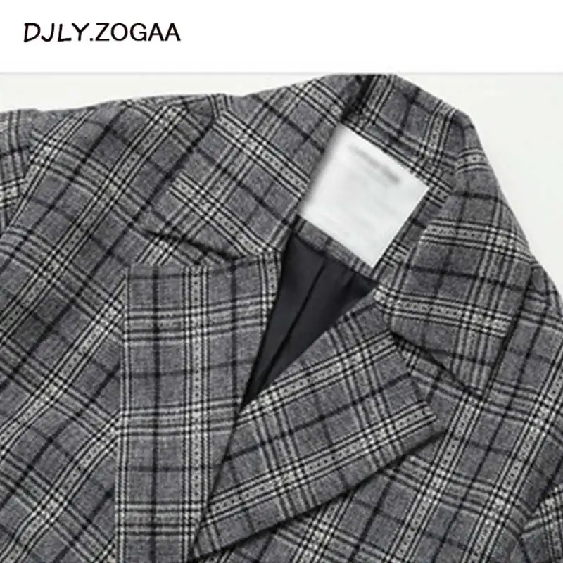 ZOGAA Осень Зима Новое Женское шерстяное пальто в европейском и американском стиле Свободное длинное женское клетчатое пальто Женская мода Одежда большого размера