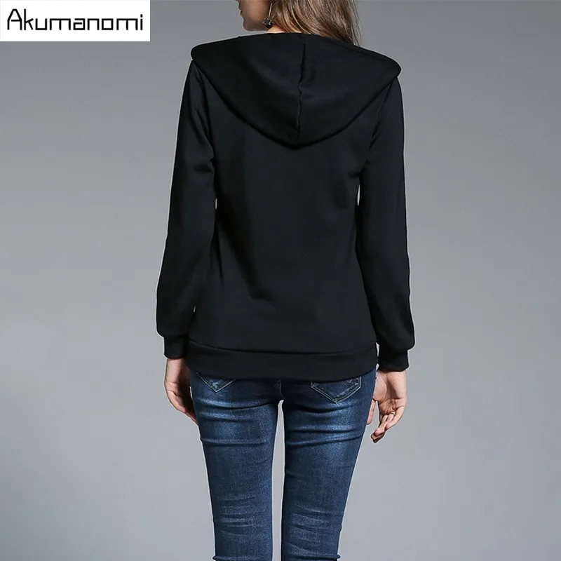 Winter Thicken Hoodie Pullovers Black flowers Letter Embroidered Lace up Women's Clothes Autumn Spring Tops Outerwear Plus Size