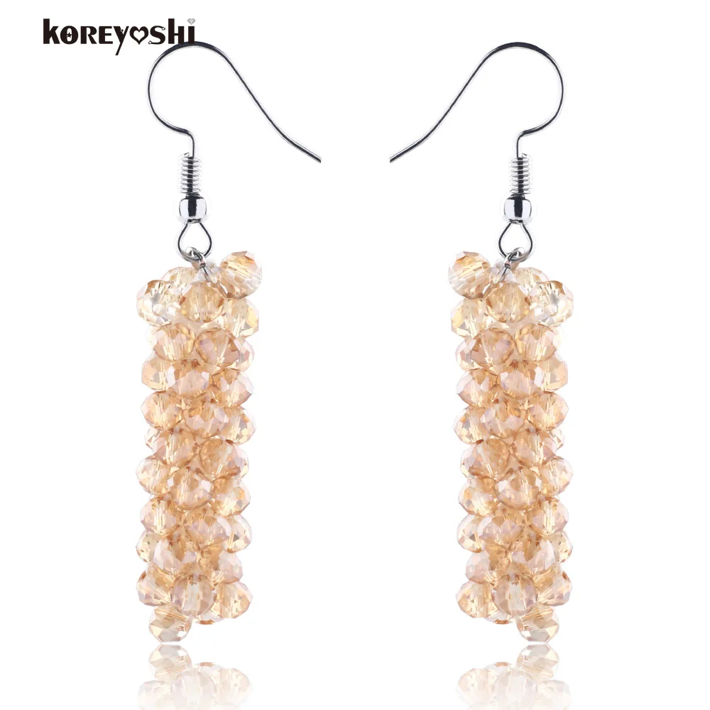 

2017 new fashion bride wedding crystal earrings for women High quality diy handmade crystal beaded earrings pendientes mujer