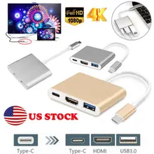 Na cyfrowe AV lub Adapter z wieloma portami USB typu C 3.1 do USB-C 4 K HDMI Adapter USB 3.0 3 w 1 Hub dla apple Macbook Samsung z systemem Android(China)