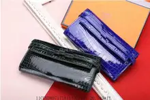 100% подлинные крокодиловой кожи кожи женщин кошельки и портмоне сцепления, brigher блестящие крокодиловой кожи кошельки женщины сцепления длинный размер