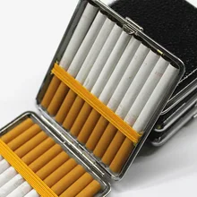 Кожаный чехол для сигарет, персонализированный креативный 20 палочек с резинкой, Подарочная коробка, коричневый Чехол, металлический кожаный держатель для сигарет