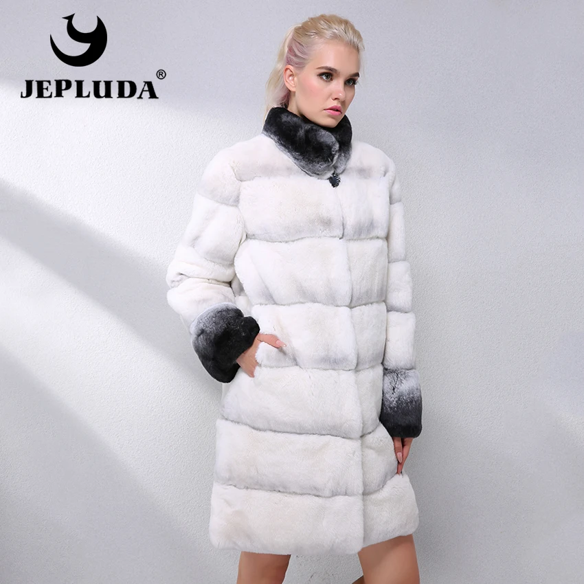 JEPLUDA Женская Шуба Натуральный Мех Кролика Рекс Реального Последняя Мода Цвет