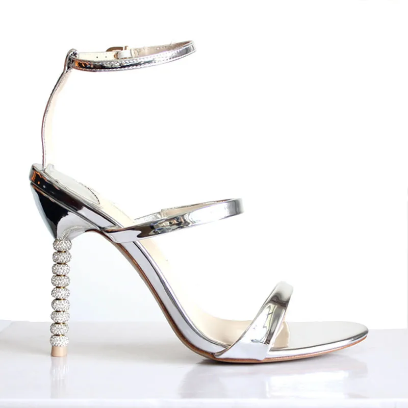 Preise 2019 neue Frauen High Heels Luxus Gold Silber Sandalen Strass Schuhe Frau Sommer Sandalen Elegante Party Hochzeit Schuhe