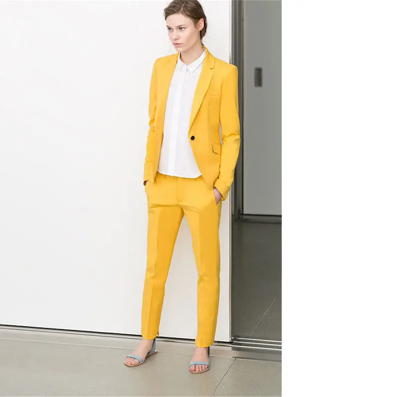 

Jacket + Pants Ladies Business Black Long Sleeve Office Single Breasted Set