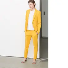 Jacket + Pants Ladies Business Black Long Sleeve Office Single Breasted Set Jacket + Pants Ladies Business Black Long Sleeve Office Single Breasted Set