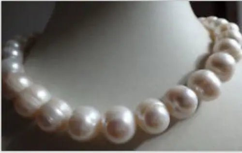 

FREE SHIPPING HOT sell new Style >>>> huge13- 14mmnatural south sea white baroque white pearl necklace18inch