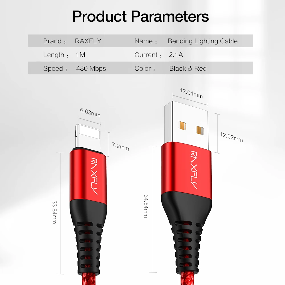 RAXFLY изгиб освещение USB кабель для iPhone X 7 8 Plus XS Max XR зарядный провод данных зарядное устройство для iPhone кабель освещение шнур