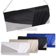 Damen Diamant Frauen Elegante Gefaltete Satin Strass Mode Clutch Abendtasche Handtasche