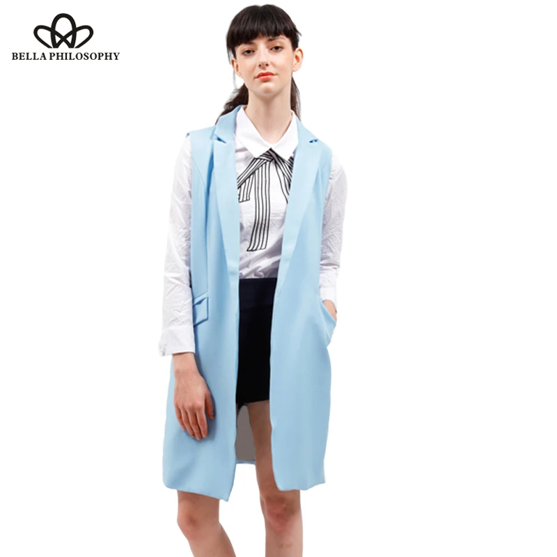 Wonder 2018 new autumn vest autumn jacket brand WaistCoat pockets open stitch sleeveless blue pink beige blazer colete feminino