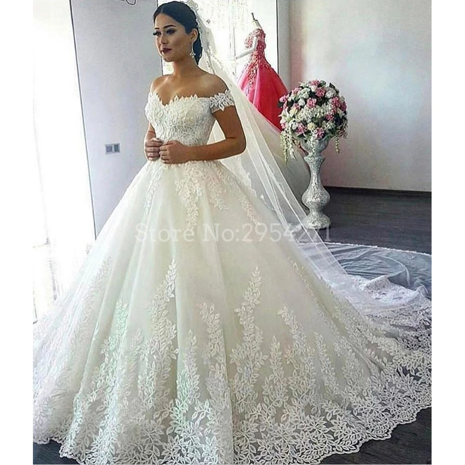 

Saudi Arabia Wedding Dresses 2019 A Line Sweetheart Off The Shoulder Luxurious Lace Country Vestido Branco vestidos de novia